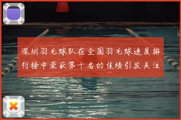 深圳羽毛球队在全国羽毛球速度排行榜中荣获第十名的佳绩引发关注